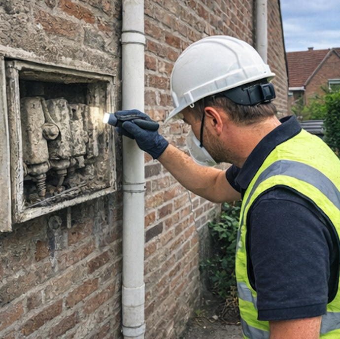 BELAC-geaccrediteerde keurder controleert meterkast en differentieelschakelaars in een Vlaamse woning
