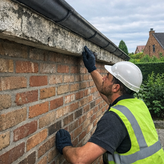 Asbestinspectie van een wand tijdens een attest in Evergem